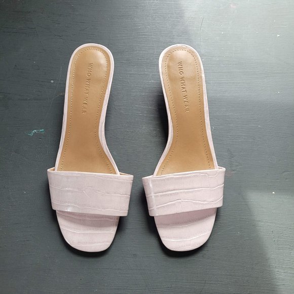 WHO WHAT WEAR Nicola Block Sandal - Lavender Faux Croc Vegan Leather - New - Picture 4 of 8